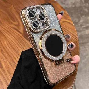 For iPhone 15 Pro Max MagSafe Rhinestone Mirror Glitter TPU Phone Case(Champagne Gold)
