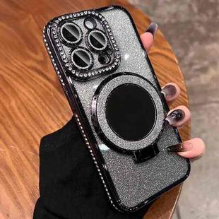 For iPhone 15 Pro MagSafe Rhinestone Mirror Glitter TPU Phone Case(Black)