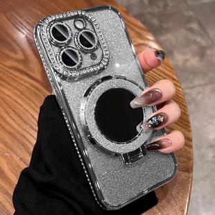 For iPhone 11 Pro Max MagSafe Rhinestone Mirror Glitter TPU Phone Case(Space Silver)