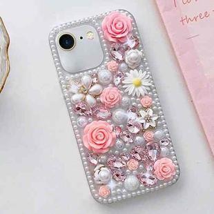For iPhone 7 / 8  Rose Hand-set Diamond PC Phone Case(Pink)