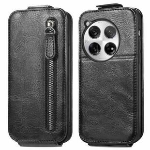 For OnePlus 12 Zipper Wallet Vertical Flip Leather Phone Case(Black)