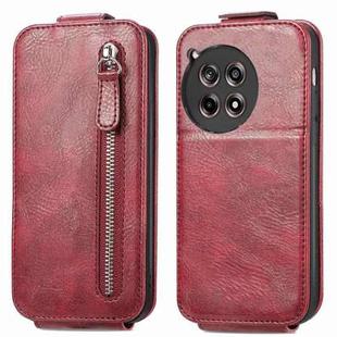 For OnePlus 12R Zipper Wallet Vertical Flip Leather Phone Case(Red)