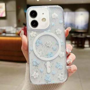 For iPhone 12 / 12 Pro Spring Garden MagSafe TPU Phone Case(F06 Blue White Flowers)
