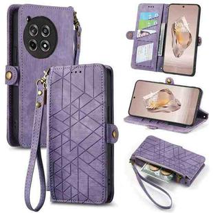 For OnePlus Ace 3 Geometric Zipper Wallet Side Buckle Leather Phone Case(Purple)