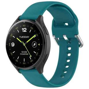 For Xiaomi Watch 2 Solid Color Metal Silver Buckle Silicone Watch Band, Size: L(Dark Green)