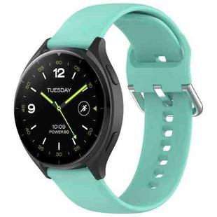 For Xiaomi Watch 2 Solid Color Metal Silver Buckle Silicone Watch Band, Size: L(Cyan)