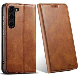 For Samsung Galaxy S22 5G Suteni J02 Oil Wax Wallet Leather Phone Case(Brown)