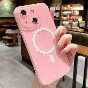 For iPhone 13 Jelly Glitter Solid Color MagSafe TPU Phone Case(Peach Pink)