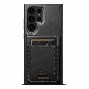 For Samsung Galaxy S25 Ultra 5G Suteni H17 Oil Eax Leather MagSafe Detachable Wallet Phone Case(Black)