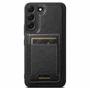 For Samsung Galaxy S25+ 5G Suteni H17 Oil Eax Leather MagSafe Detachable Wallet Phone Case(Black)