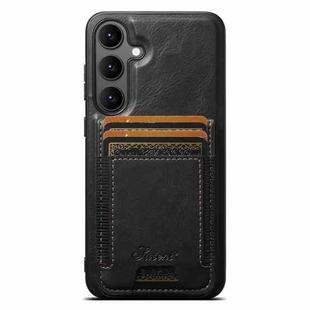 For Samsung Galaxy S25 5G Suteni H17 Oil Eax Leather MagSafe Detachable Wallet Phone Case(Black)