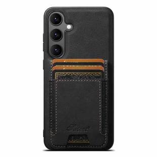 For Samsung Galaxy S25+ 5G Suteni H17 Litchi Texture Leather MagSafe Detachable Wallet Phone Case(Black)