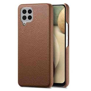 For Samsung Galaxy A12 5G Litchi Oil Edge Leather Back Phone Case(Brown)