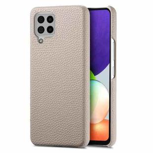 For Samsung Galaxy A22 4G Litchi Oil Edge Leather Back Phone Case(Khaki)