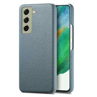 For Samsung Galaxy S21 FE 5G Litchi Oil Edge Leather Back Phone Case(Blue)
