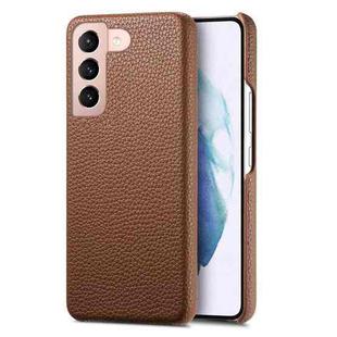 For Samsung Galaxy S21+ 5G Litchi Oil Edge Leather Back Phone Case(Brown)
