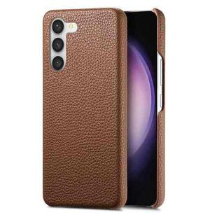 For Samsung Galaxy S23+ 5G Litchi Oil Edge Leather Back Phone Case(Brown)