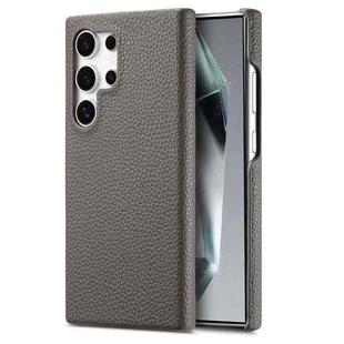 For Samsung Galaxy S23 Ultra 5G Litchi Oil Edge Leather Back Phone Case(Grey)