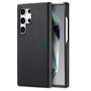 For Samsung Galaxy S23 Ultra 5G Litchi Oil Edge Leather Back Phone Case(Black)