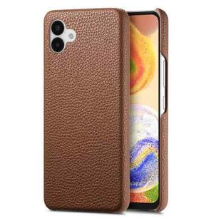 For Samsung Galaxy A04 Litchi Oil Edge Leather Back Phone Case(Brown)