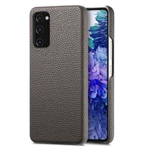 For Samsung Galaxy S20 FE Litchi Oil Edge Leather Back Phone Case(Grey)