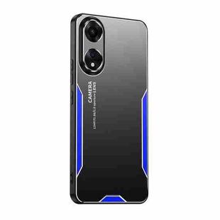 For OPPO A58 Blade Series TPU Hybrid Metal Phone Case(Blue)