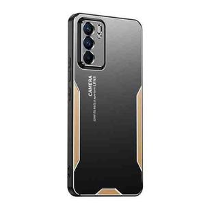 For OPPO Reno6 Blade Series TPU Hybrid Metal Phone Case(Gold)