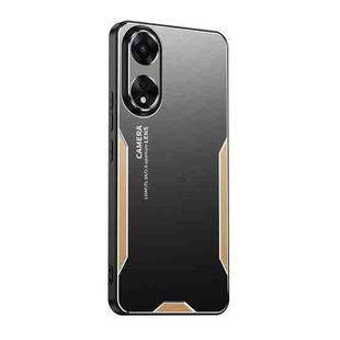 For OPPO A1 Blade Series TPU Hybrid Metal Phone Case(Gold)