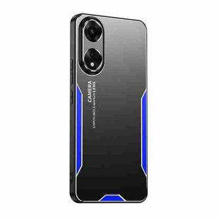 For OPPO A58 4G Blade Series TPU Hybrid Metal Phone Case(Blue)