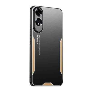 For OPPO A60 4G Blade Series TPU Hybrid Metal Phone Case(Gold)