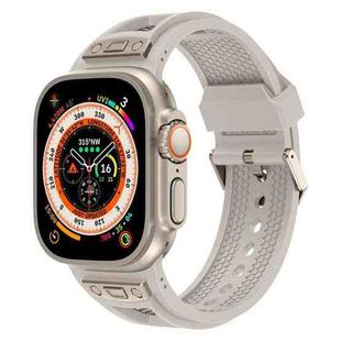 For Apple Watch Ultra 2 49mm Breathable Stainless Steel Mesh TPU Watch Band(Starlight Titanium)