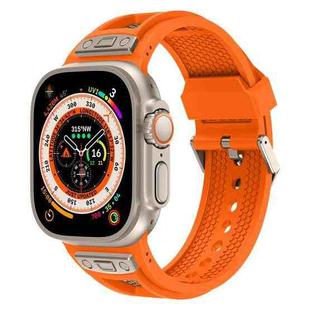 For Apple Watch Ultra 49mm Breathable Stainless Steel Mesh TPU Watch Band(Orange Titanium)