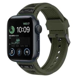 For Apple Watch SE 2022 44mm Breathable Stainless Steel Mesh TPU Watch Band(Green Black)