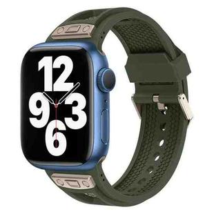 For Apple Watch Series 7 45mm Breathable Stainless Steel Mesh TPU Watch Band(Green Titanium)