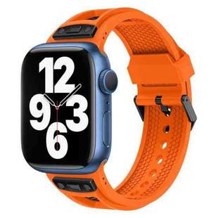 For Apple Watch Series 7 45mm Breathable Stainless Steel Mesh TPU Watch Band(Orange Black)