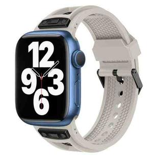 For Apple Watch Series 7 45mm Breathable Stainless Steel Mesh TPU Watch Band(Starlight Black)