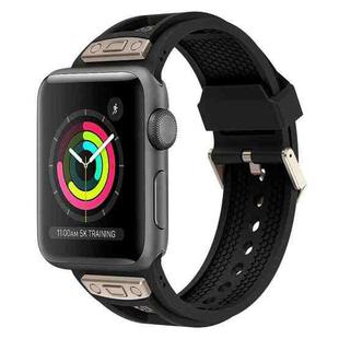 For Apple Watch Series 3 42mm Breathable Stainless Steel Mesh TPU Watch Band(Black Titanium)