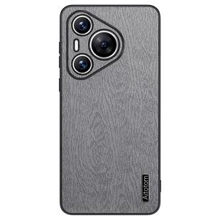 For Huawei Pura 70 Tree Bark Leather Shockproof Phone Case(Grey)