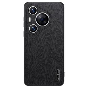 For Huawei Pura 70 Pro Tree Bark Leather Shockproof Phone Case(Black)