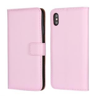 Leather Horizontal Flip Holster for iIPhone XS Max ,with Magnetic Clasp and Bracket and Card Slot and Wallet(Pink)