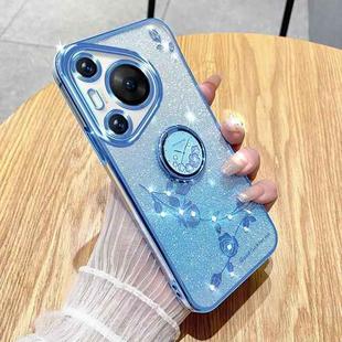 For Huawei P70 Pro Gradient Glitter Immortal Flower Ring All-inclusive Phone Case(Blue)