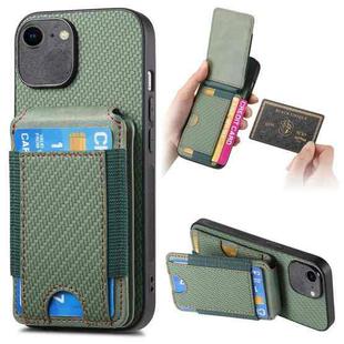 For iPhone 7 / 8 / SE 2022 Carbon Fiber Vertical Flip Wallet Stand Phone Case(Green)