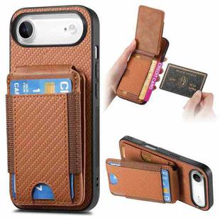 For iPhone Air Carbon Fiber Vertical Flip Wallet Stand Phone Case(Brown)