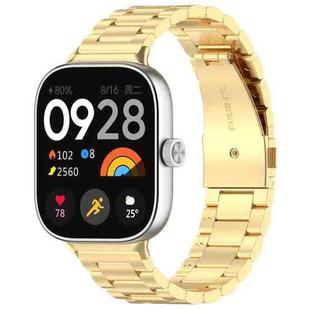 For Redmi Watch 4 Three Bead Stainless Steel Metal Watch Band(Gold)