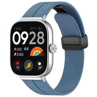 For Redmi Watch 4 Groove Folding Magnetic Buckle Silicone Watch Band(Blue)