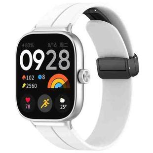 For Redmi Watch 4 Groove Folding Magnetic Buckle Silicone Watch Band(White)