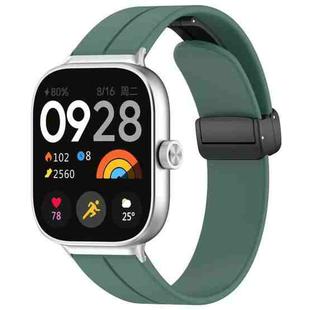 For Redmi Watch 4 Groove Folding Magnetic Buckle Silicone Watch Band(Dark Green)