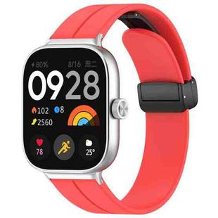 For Redmi Watch 4 Groove Folding Magnetic Buckle Silicone Watch Band(Red)