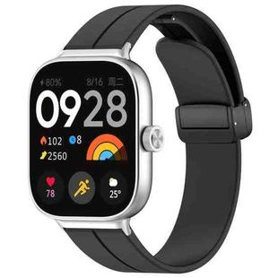 For Xiaomi  Mi Band 8 Pro Groove Folding Magnetic Buckle Silicone Watch Band(Black)