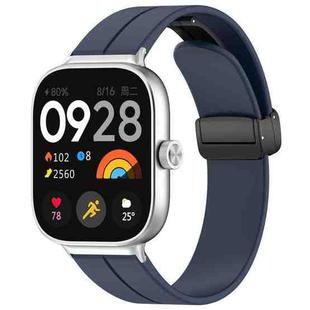 For Xiaomi  Mi Band 8 Pro Groove Folding Magnetic Buckle Silicone Watch Band(Dark Blue)